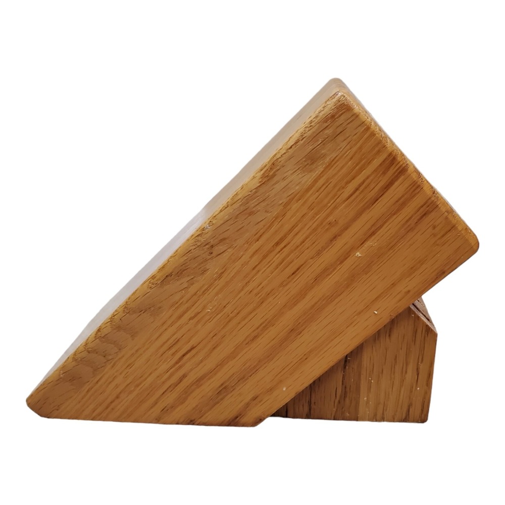 Cutco 10 Slot Knife Block Honey Oak Holds 9 Slot 1 Sharpener Hole Made in USA - Picture 4 of 7